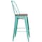 Flash Furniture Mint Green Metal Barstool with Back and Wood Seat, 30" High, PK4 4-ET-3534-30-MINT-WD-GG - alternate 6